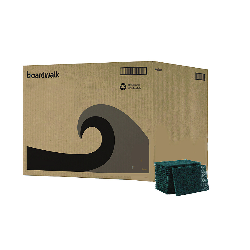 Boardwalk Heavy-Duty Scour Pad, 6 x 9, Green 15/Carton (BWK186)