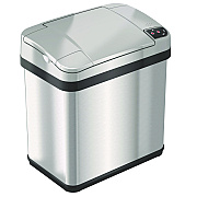 HLS Commercial Rectangular Sensor Trash Can, 2.5 gal, Plastic, Silver (HLMHLS02SS)