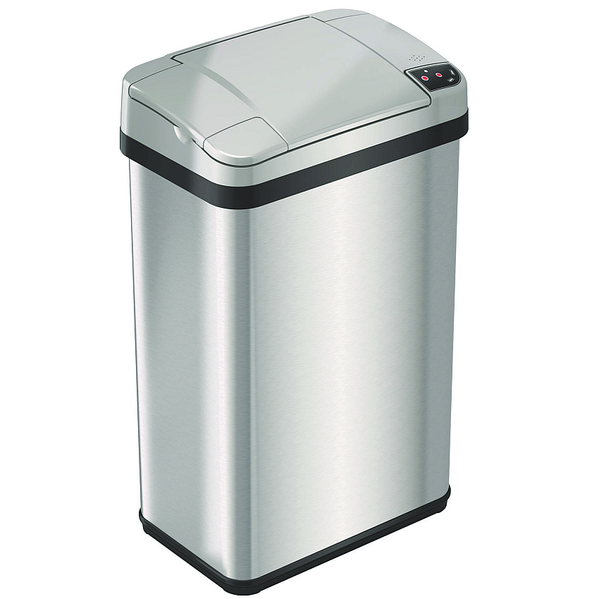 HLS Commercial Rectangular Sensor Trash Can, 4 gal, Plastic/Stainless Steel, Silver (HLMHLS04SS)