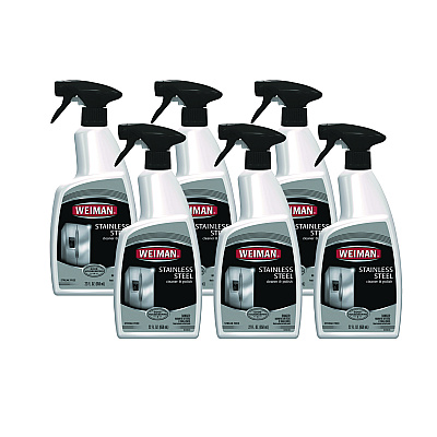 WEIMAN Stainless Steel Cleaner and Polish, Floral Scent, 22 oz Spray Bottle, 6/Carton (WMN108)