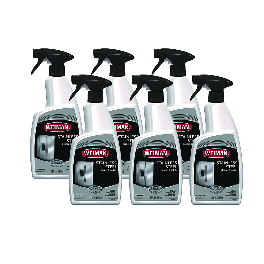 WEIMAN Stainless Steel Cleaner and Polish, Floral Scent, 22 oz Spray Bottle, 6/Carton (WMN108)