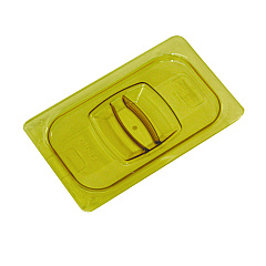 Rubbermaid Commercial Insert Pan Handled Notched Cover, 6.38 x 0.39 x 10.38, Amber, Plastic, 6/Carton (RCP214P86AMB)