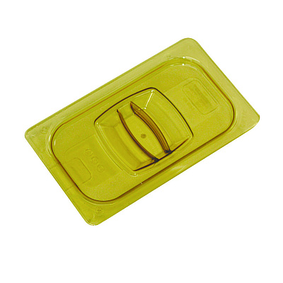 Rubbermaid Commercial Insert Pan Handled Notched Cover, 6.38 x 0.39 x 10.38, Amber, Plastic, 6/Carton (RCP214P86AMB)