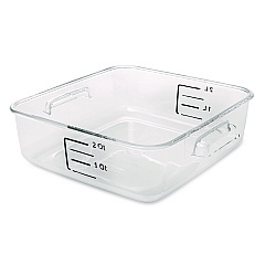 Rubbermaid Commercial SpaceSaver Square Containers, 2 qt, 8.8 x 8.75 x 2.7, Clear, Plastic (RCP6302CLE)