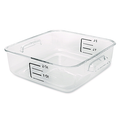 Rubbermaid Commercial SpaceSaver Square Containers, 2 qt, 8.8 x 8.75 x 2.7, Clear, Plastic (RCP6302CLE)