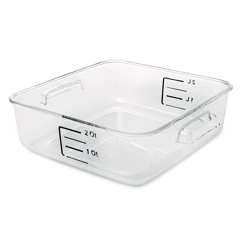 Rubbermaid Commercial SpaceSaver Square Containers, 2 qt, 8.8 x 8.75 x 2.7, Clear, Plastic (RCP6302CLE)