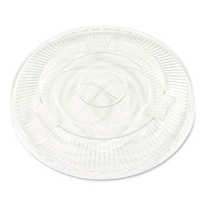 Boardwalk Crystal-Clear Cold Cup Straw-Slot Lids, Fits 9 oz to 10 oz Cups, Clear, 100/Pack (BWKPET910STRAPK)