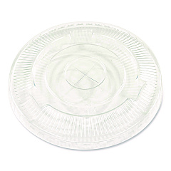Boardwalk Crystal-Clear Cold Cup Straw-Slot Lids, Fits 9 oz Squat/12 oz PET Cups, 100/Pack (BWKPET912STRAPK)