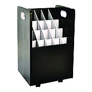 AdirOffice 20-Slot Mobile Rolling Wood Blueprint Storage Cabinet Roll File Large Document Organizer, 15.25 x 13.25 x 24.75, Black (ALHI624BLK)