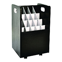 AdirOffice 20-Slot Mobile Rolling Wood Blueprint Storage Cabinet Roll File Large Document Organizer, 15.25 x 13.25 x 24.75, Black (ALHI624BLK)