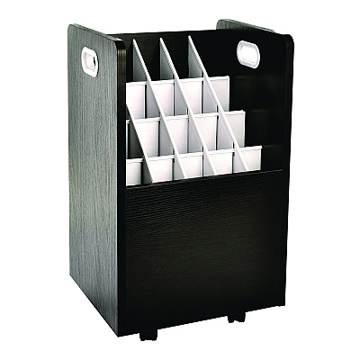 AdirOffice 20-Slot Mobile Rolling Wood Blueprint Storage Cabinet Roll File Large Document Organizer, 15.25 x 13.25 x 24.75, Black (ALHI624BLK)