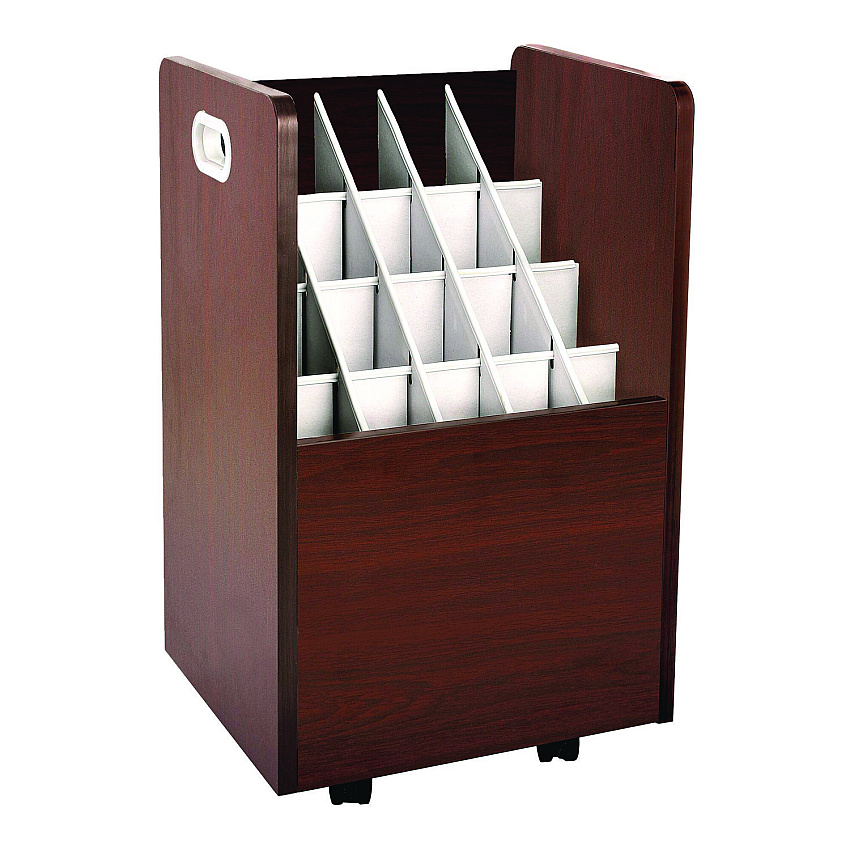 AdirOffice 20-Slot Mobile Rolling Wood Blueprint Storage Cabinet Roll File Large Document Organizer, 15.25 x 13.25 x 24.75, Mahogany (ALHI624MA)