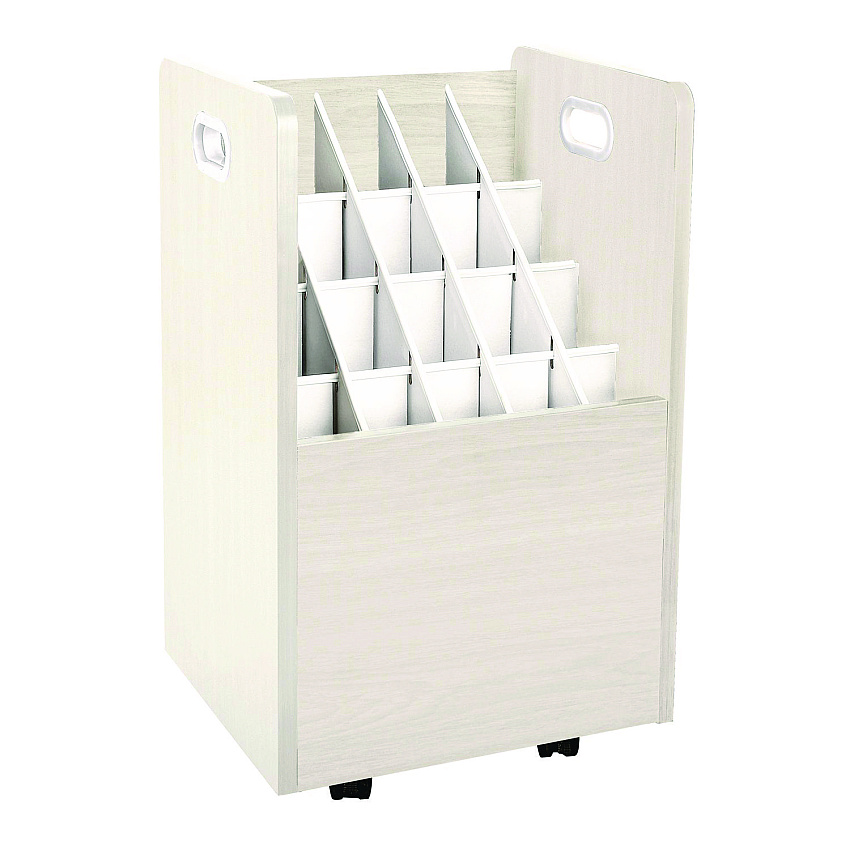 AdirOffice 20-Slot Mobile Rolling Wood Blueprint Storage Cabinet Roll File Large Document Organizer, 15.25 x 13.25 x 24.75, White (ALHI624WHI)