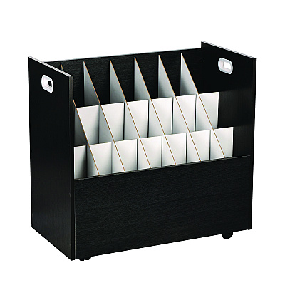 AdirOffice 21-Slot Mobile Rolling Wood Blueprint Storage Cabinet Roll File Large Document Organizer, 30 x 15.75 x 28.5, Black (ALHI625BLK)