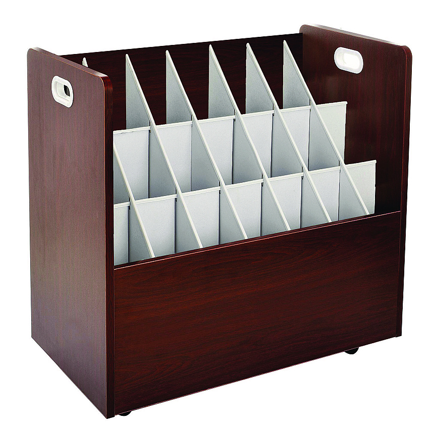 AdirOffice 21-Slot Mobile Rolling Wood Blueprint Storage Cabinet Roll File Large Document Organizer, 30 x 15.75 x 28.5, Mahogany (ALHI625MA)