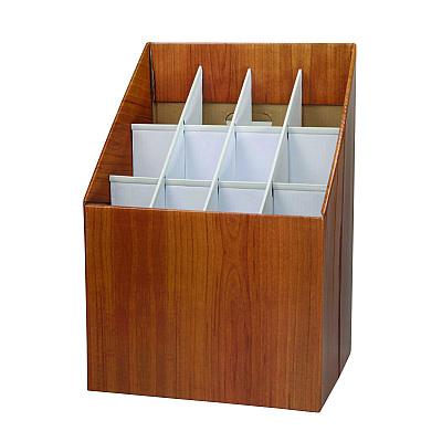 AdirOffice Upright Blueprint Rolled File Corrugated Box, 12 Compartments, 15 x 12 x 22, Oak (ALHI627)