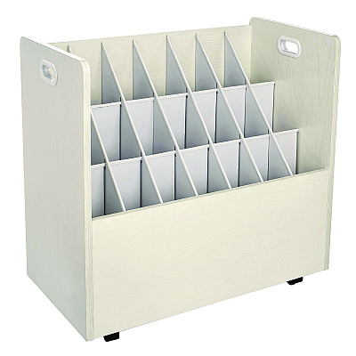 AdirOffice 21-Slot Mobile Rolling Wood Blueprint Storage Cabinet Roll File Large Document Organizer, 30 x 15.75 x 28.5, White (ALHI625WHI)