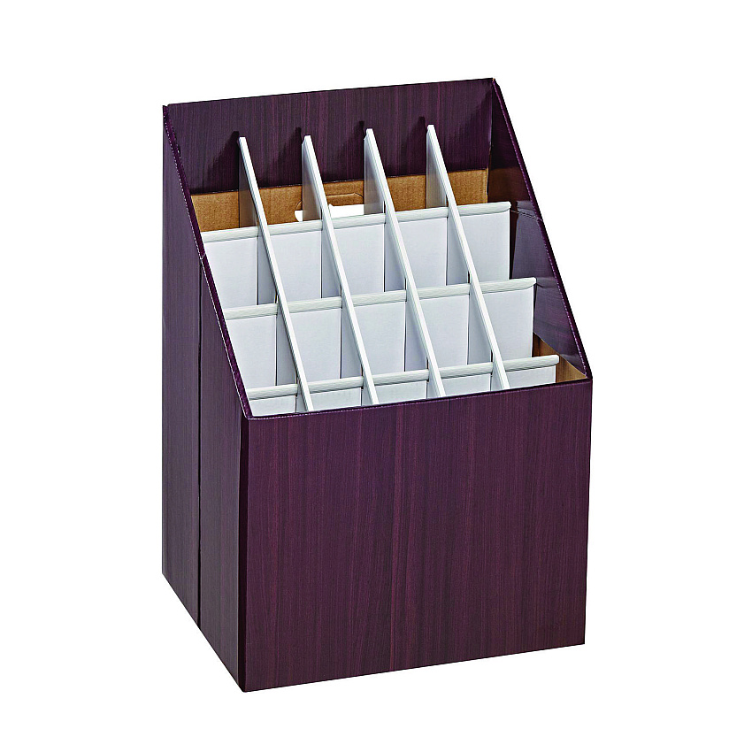 AdirOffice Upright Blueprint Rolled File Corrugated Box, 20 Compartments, 15 x 12 x 22, Walnut (ALHI628)