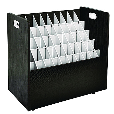 AdirOffice 50-Compartment Mobile Wood Blueprint Rolled File Storage Organizer, 50 Compartments, 30 x 15.75 x 28.5, Black (ALHI626BLK)