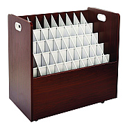 AdirOffice 50-Compartment Mobile Wood Blueprint Rolled File Storage Organizer, 50 Compartments, 30 x 15.75 x 28.5, Mahogany (ALHI626MA)
