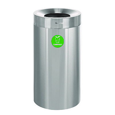 Alpine 27 Gallon Stainless Steel Compost Can, Brushed Stainless Steel (ALHALP47527CO)