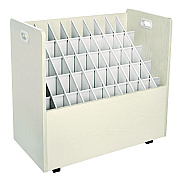AdirOffice 50-Compartment Mobile Wood Blueprint Rolled File Storage Organizer, 50 Compartments, 30 x 15.75 x 28.5, White (ALHI626WHI)