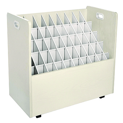 AdirOffice 50-Compartment Mobile Wood Blueprint Rolled File Storage Organizer, 50 Compartments, 30 x 15.75 x 28.5, White (ALHI626WHI)