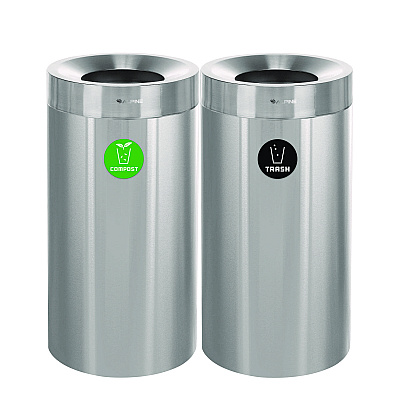 Alpine 27 Gallon Stainless Steel Compost Bin and Trash Can, Brushed Stainless Steel (ALHALP47527COT)