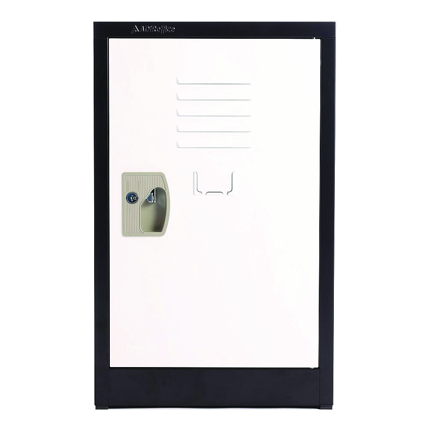 AdirOffice Steel Storage Locker, 1 Compartment, 15 x 15 x 24, Black Body/White Doors (ALHI62902BW)