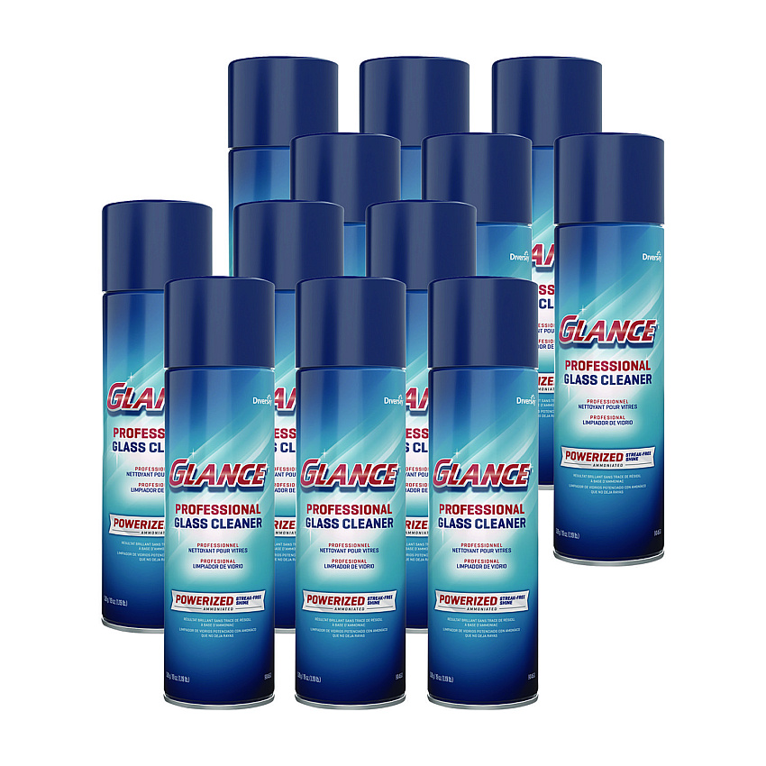 Diversey Glance Powerized Glass and Surface Cleaner, Ammonia Scent, 19 oz Aerosol Spray, 12/Carton (DVO101109731)