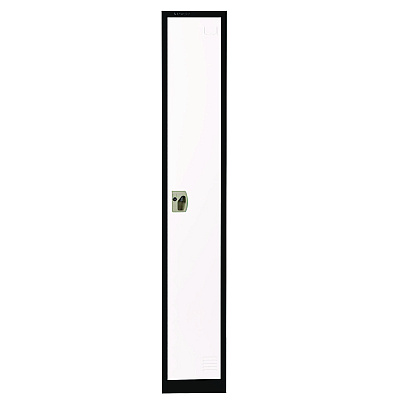 AdirOffice Steel Storage Locker, 1 Compartment, 12 x 12 x 72, Black Body/White Doors (ALHI629201BW)