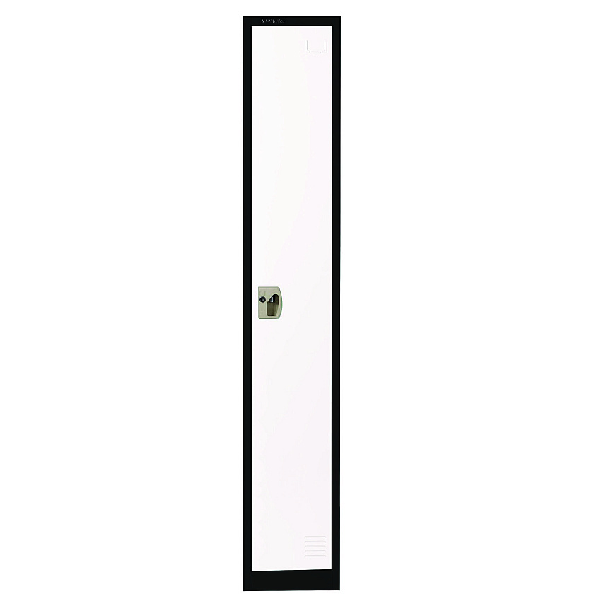 AdirOffice Steel Storage Locker, 1 Compartment, 12 x 12 x 72, Black Body/White Doors (ALHI629201BW)