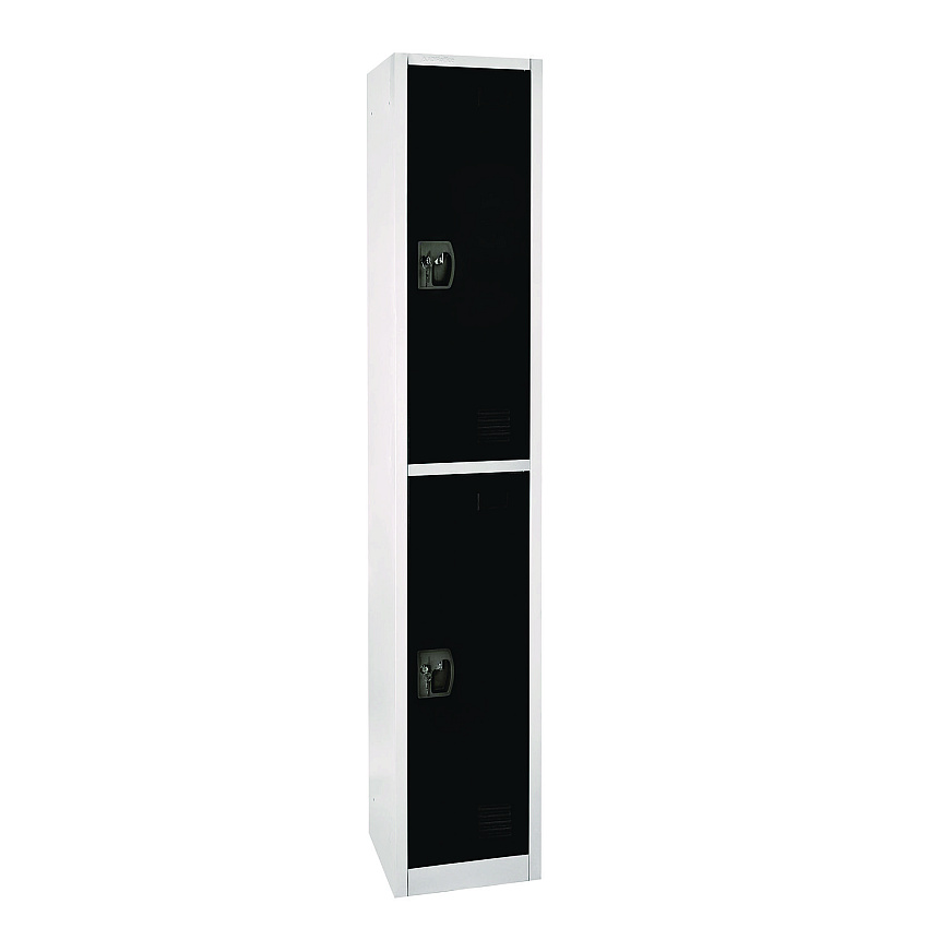 AdirOffice Steel Storage Locker, 2 Compartment, 12 x 12 x 72, Black (ALHI629202BLK)