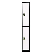AdirOffice Steel Storage Locker, 2 Compartment, 12 x 12 x 72, Black Body/White Doors (ALHI629202BW)
