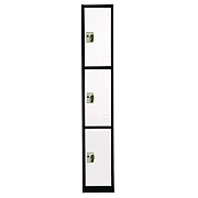 AdirOffice Steel Storage Locker, 3 Compartment, 12 x 12 x 72, Black Body/White Doors (ALHI629203BW)