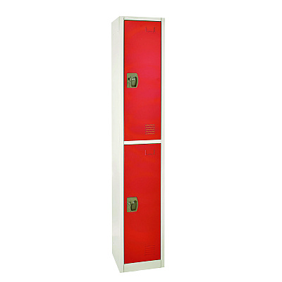 AdirOffice Steel Storage Locker, 2 Compartment, 12 x 12 x 72, Red (ALHI629202RED)