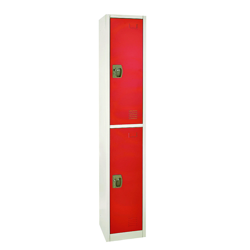 AdirOffice Steel Storage Locker, 2 Compartment, 12 x 12 x 72, Red (ALHI629202RED)