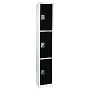 AdirOffice Steel Storage Locker, 3 Compartment, 12 x 12 x 72, Black (ALHI629203BLK)