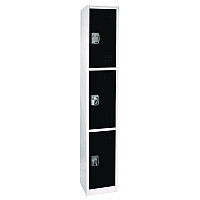 AdirOffice Steel Storage Locker, 3 Compartment, 12 x 12 x 72, Black (ALHI629203BLK)