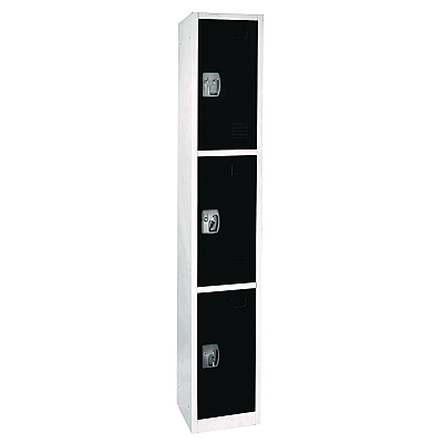 AdirOffice Steel Storage Locker, 3 Compartment, 12 x 12 x 72, Black (ALHI629203BLK)