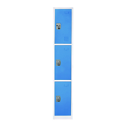 AdirOffice Steel Storage Locker, 3 Compartment, 12 x 12 x 72, Blue (ALHI629203BLU)