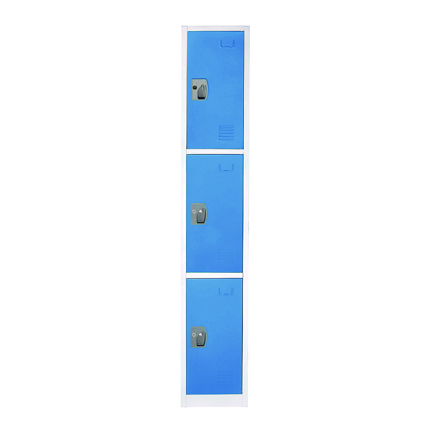AdirOffice Steel Storage Locker, 3 Compartment, 12 x 12 x 72, Blue (ALHI629203BLU)