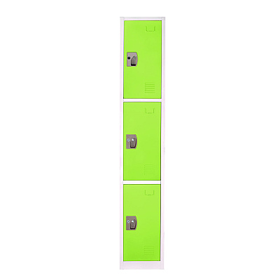 AdirOffice Steel Storage Locker, 3 Compartment, 12 x 12 x 72, Green (ALHI629203GRN)