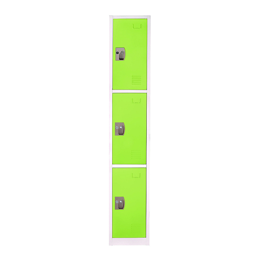 AdirOffice Steel Storage Locker, 3 Compartment, 12 x 12 x 72, Green (ALHI629203GRN)