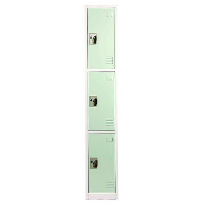 AdirOffice Steel Storage Locker, 3 Compartment, 12 x 12 x 72, Misty Green (ALHI629203MGRN)