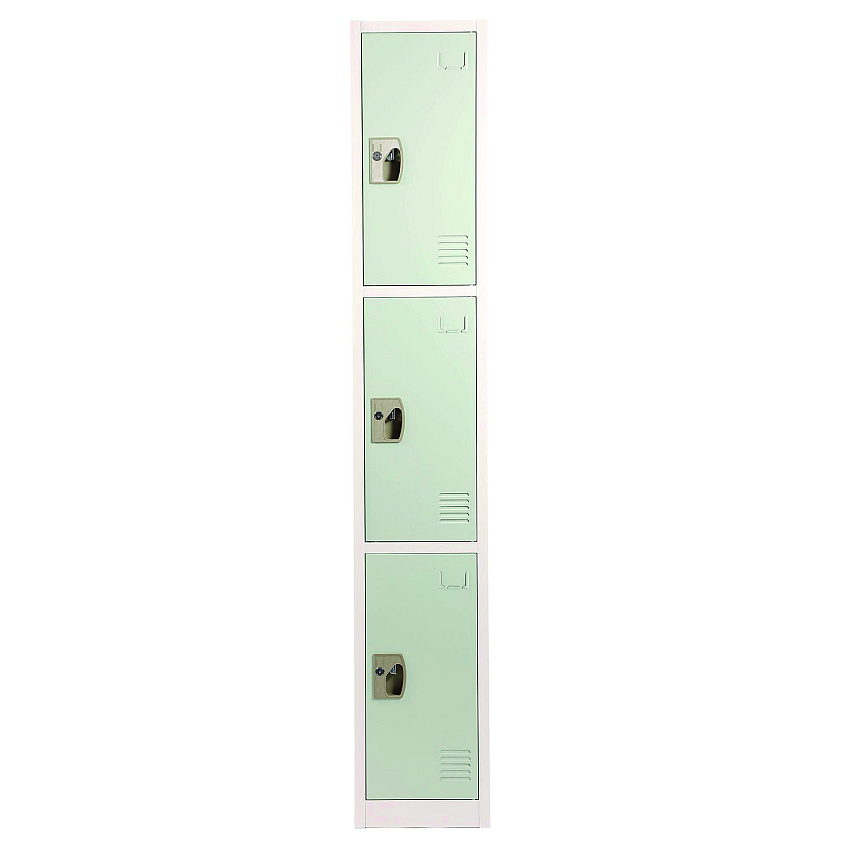 AdirOffice Steel Storage Locker, 3 Compartment, 12 x 12 x 72, Misty Green (ALHI629203MGRN)