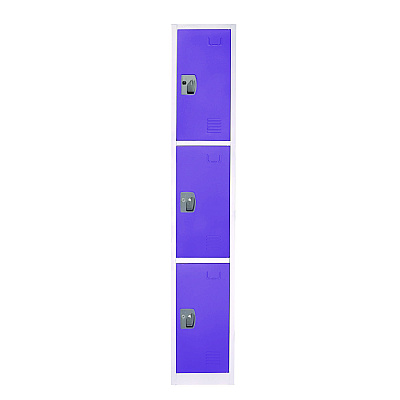 AdirOffice Steel Storage Locker, 3 Compartment, 12 x 12 x 72, Purple (ALHI629203PUR)