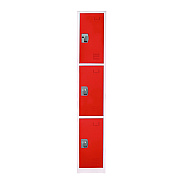 AdirOffice Steel Storage Locker, 3 Compartment, 12 x 12 x 72, Red (ALHI629203RED)