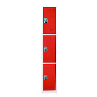 AdirOffice Steel Storage Locker, 3 Compartment, 12 x 12 x 72, Red (ALHI629203RED)