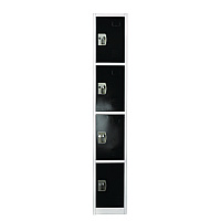 AdirOffice Steel Storage Locker, 4 Compartment, 12 x 12 x 72, Black (ALHI629204BLK)